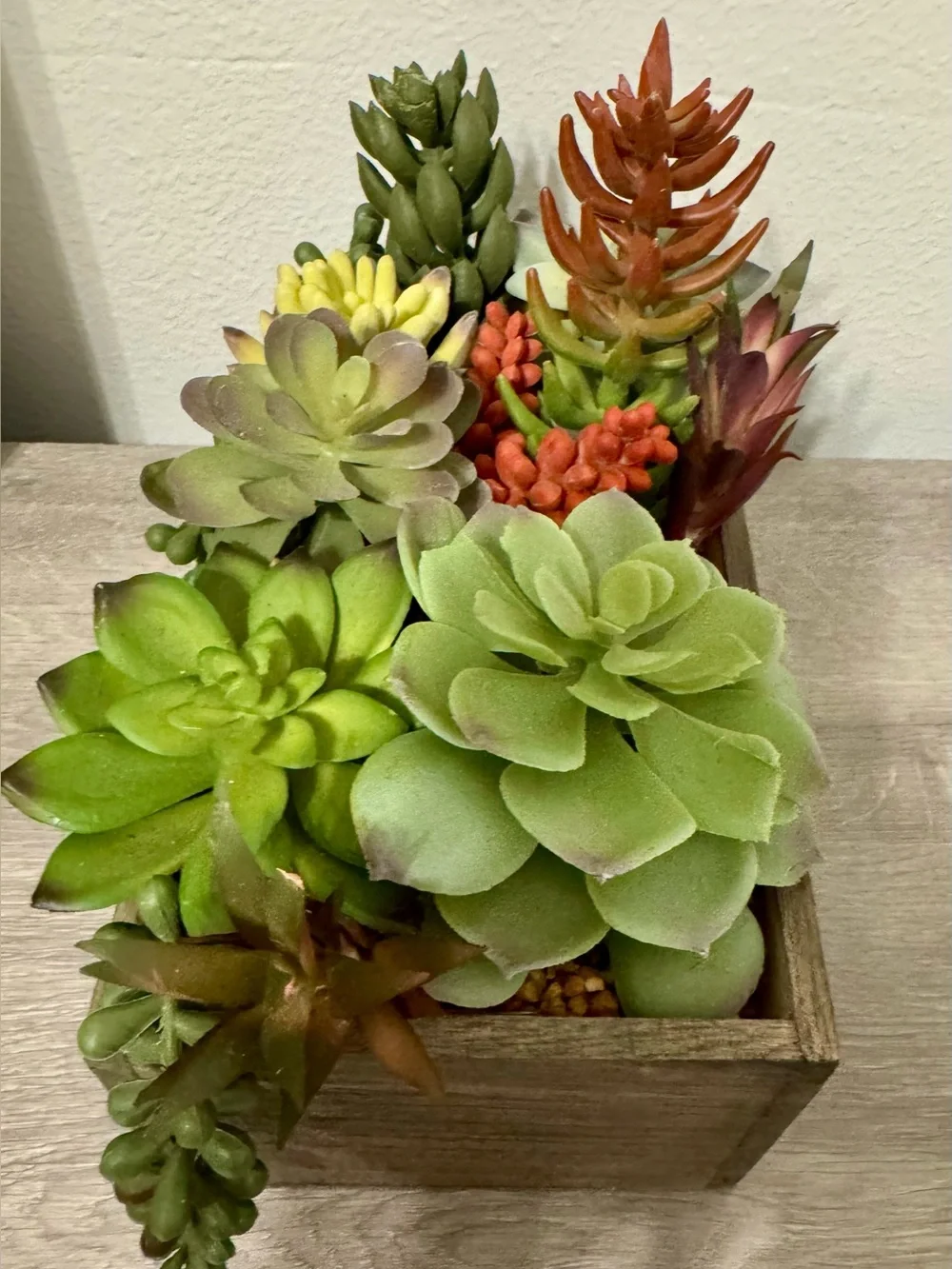 Better Homes & Gardens Faux Succulent Arrangement in a Wooden Box (9.75 x 6.5 in
